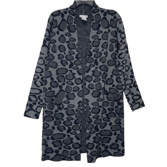 Sweet Romeo Womens Sz M Gray And Black Knit Pocket Cardigan Open Front - Picture 1 of 14